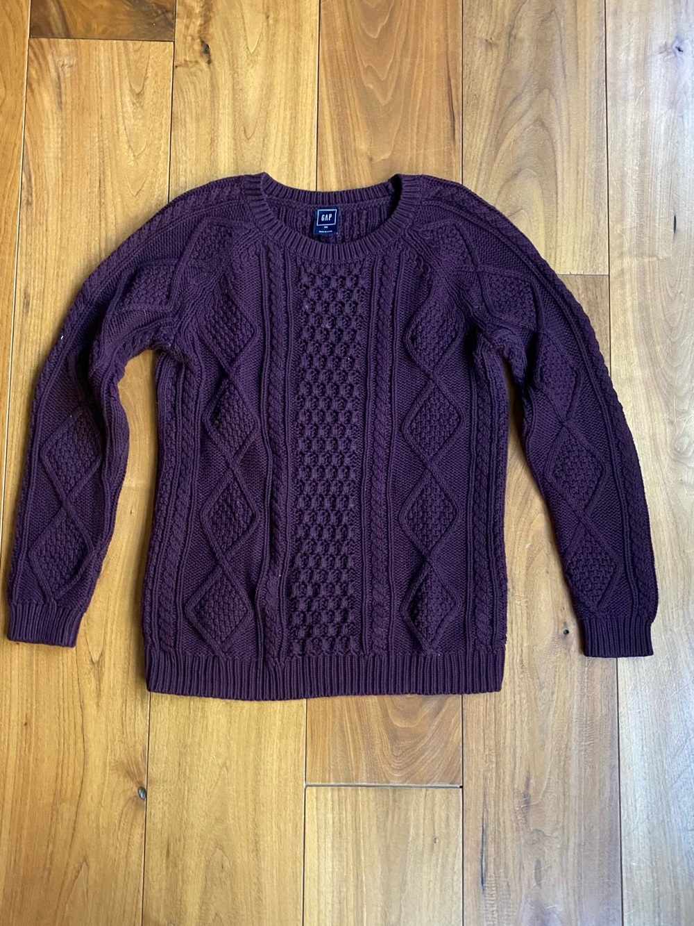 GAP Cable Knit Crewneck Sweater - Plum